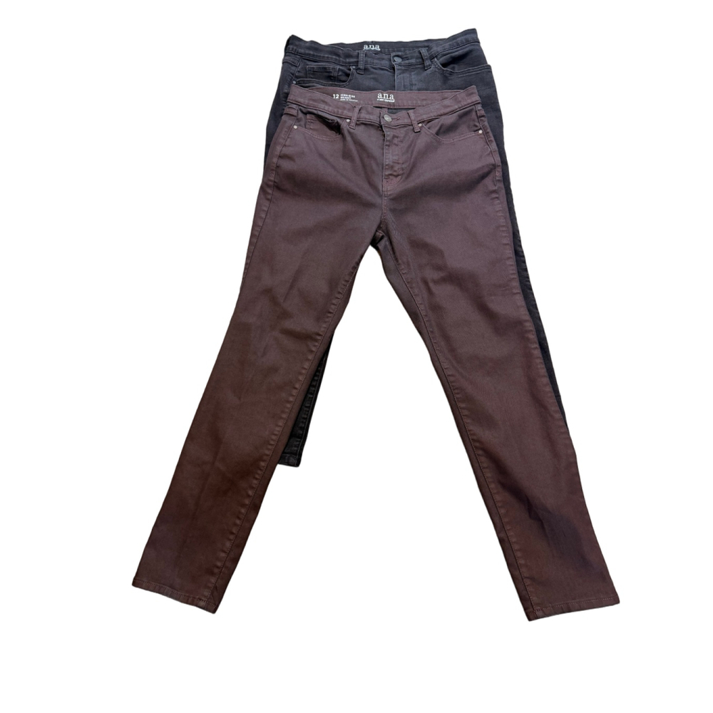 Women's a.n.a Brown Black High-Rise Skinny Jeans 2 Pc Bundle 12 Normcore Western